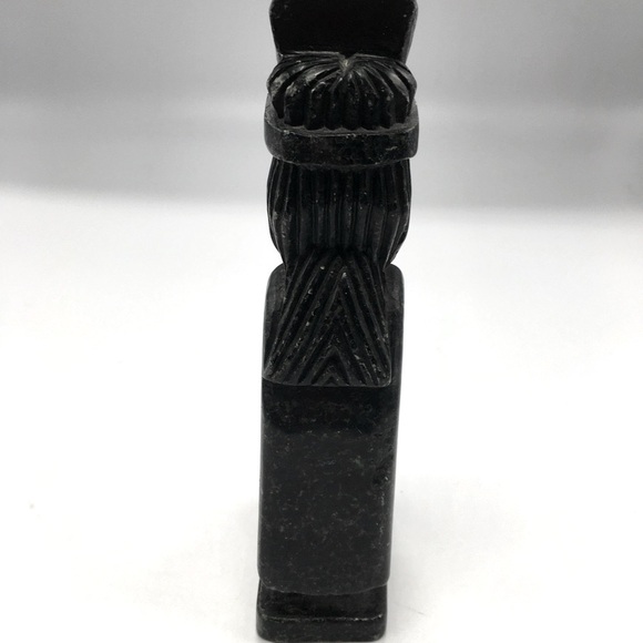Vintage CoCo Aztec Mayan Folk Art Carved Tiki Obsidian Onyx God Statue. 6” - Picture 4 of 8